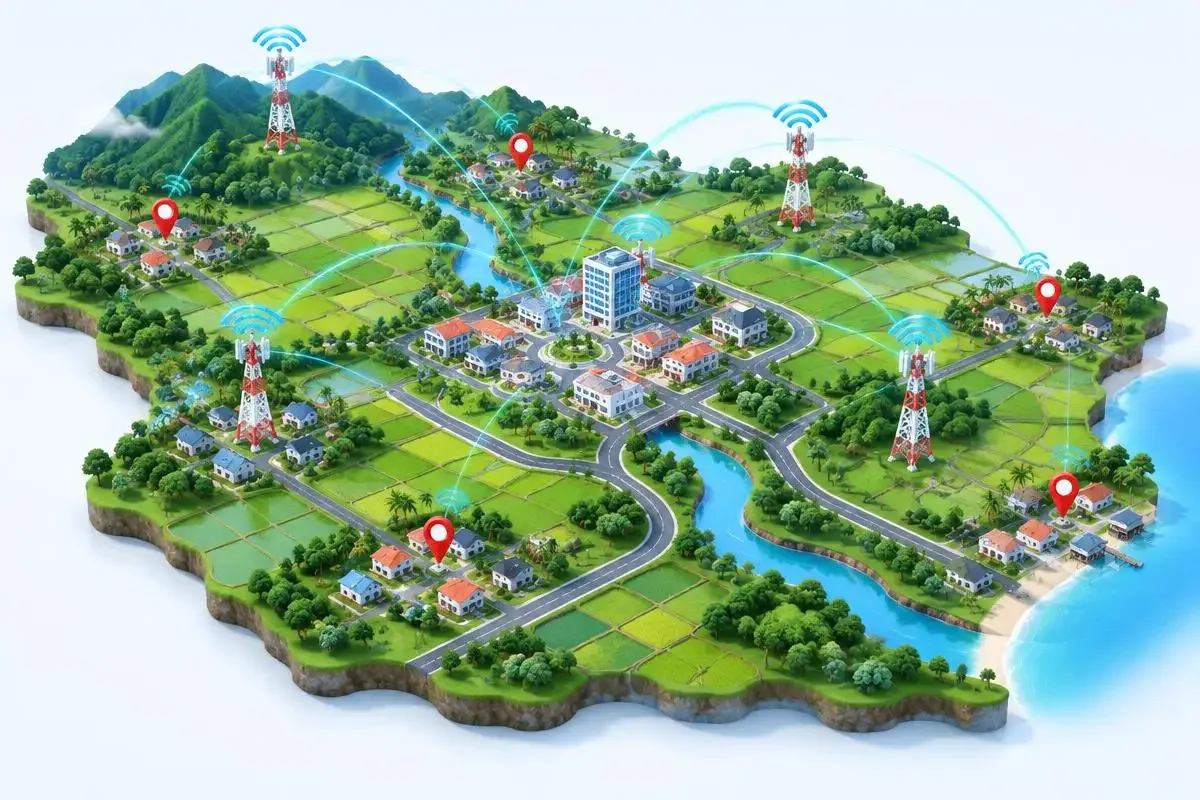 Ilustrasi area cakupan jaringan JIPOSNET